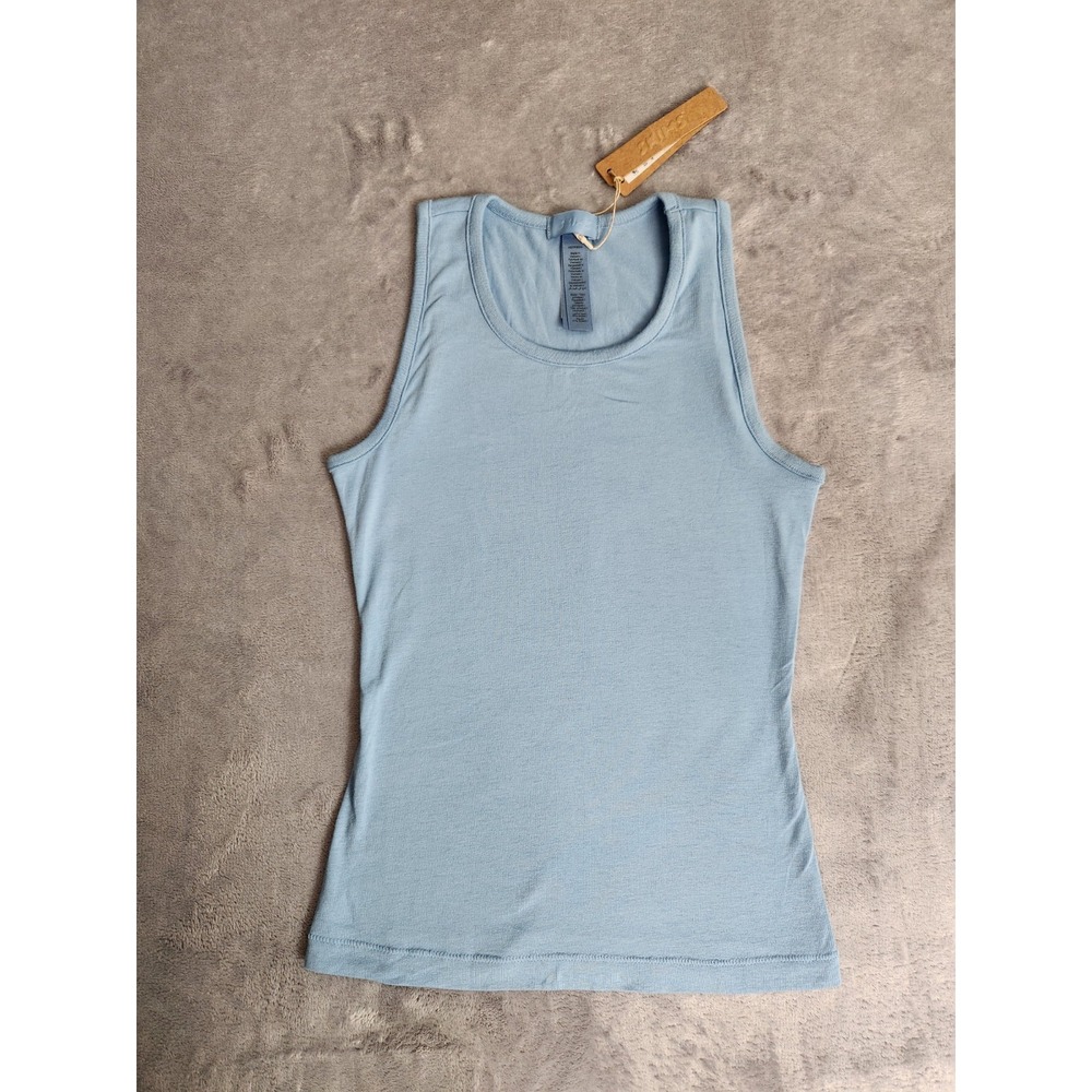 New Skims Boyfriend Long Tank Top XS Extra Small Marina Blue TP-TBK-5523W NWT